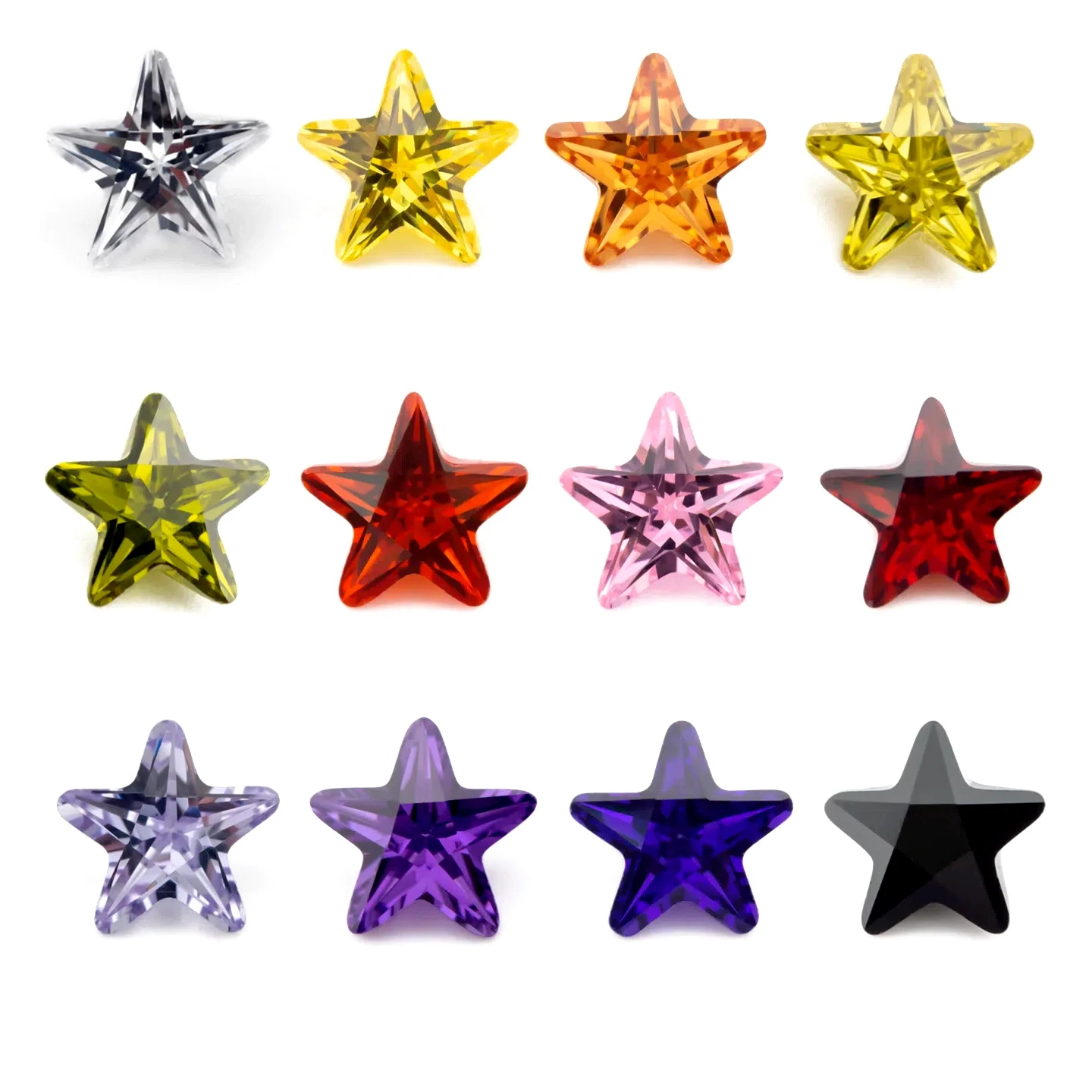 

Size 3x3mm~10x10mm 5A Zircon Star Shape Various Color Cubic Zirconia Stone Loose CZ Synthetic Gemstone for Jewelry Making