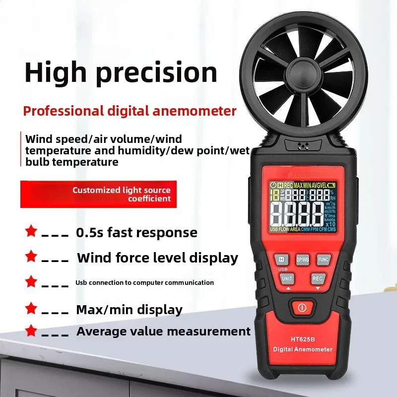 Handheld Anemometer High Accuracy Digital Wind Speed Meter for Wind Level HVAC Industrial Outdoor Use Engineer