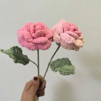 Handmade Rose Crocheted Flowers for Weddings Decorations Home Decor Crochet Bouquet for…