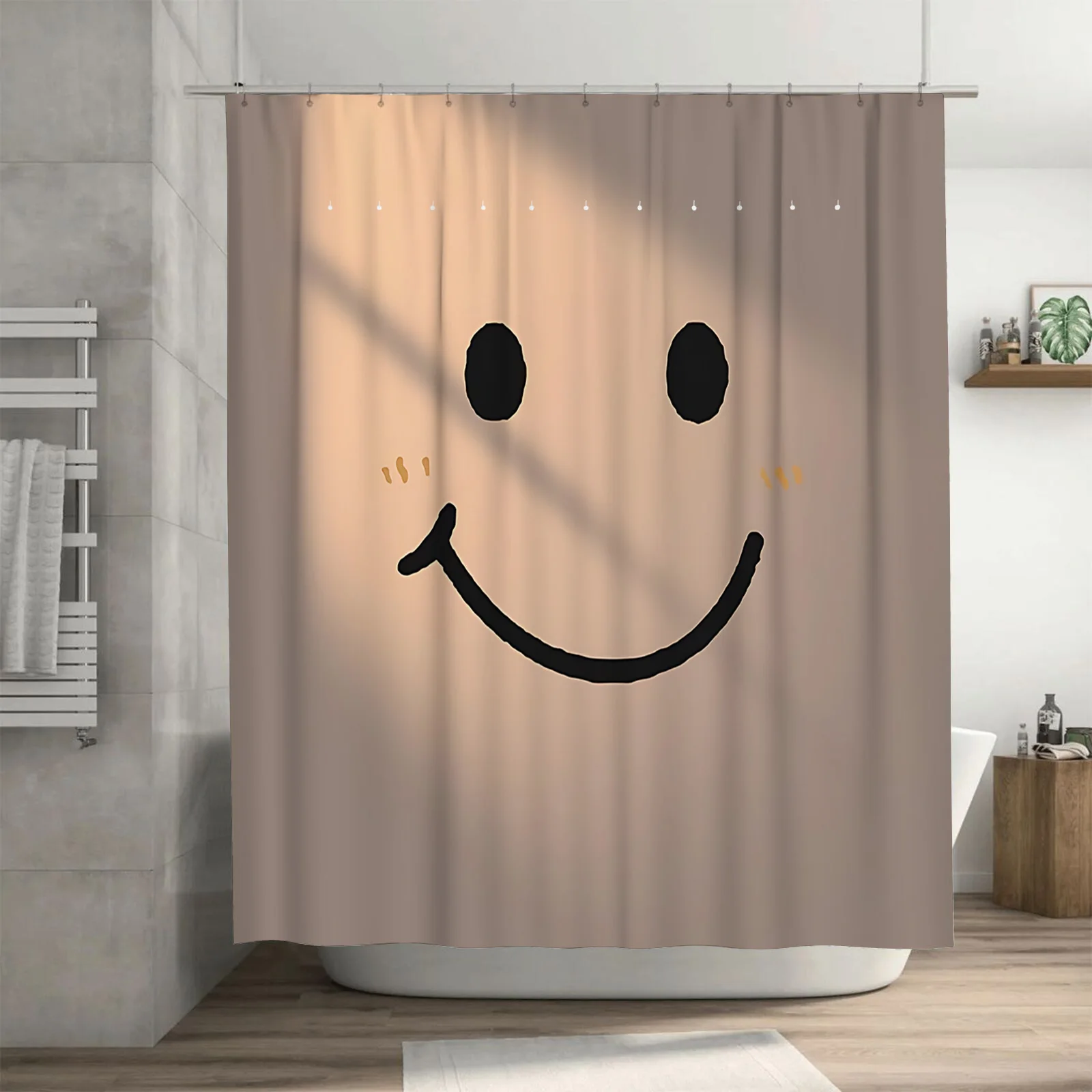 Cute Smile Face Design Shower Curtain for Bathroom - Waterproof and Durable with Easy Installation for Stylish Home Upgrade