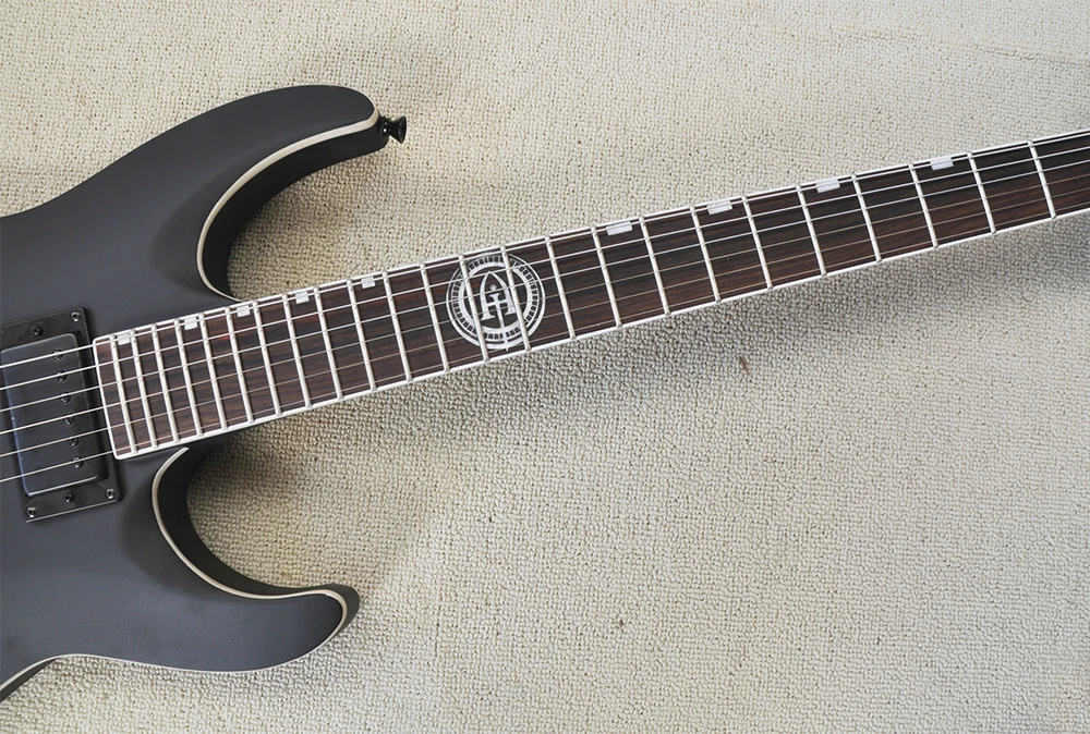 Matte Black Electric Guitar 6 Strings with Tremolo Bar,Rosewood Fretboard,Strings Through Body