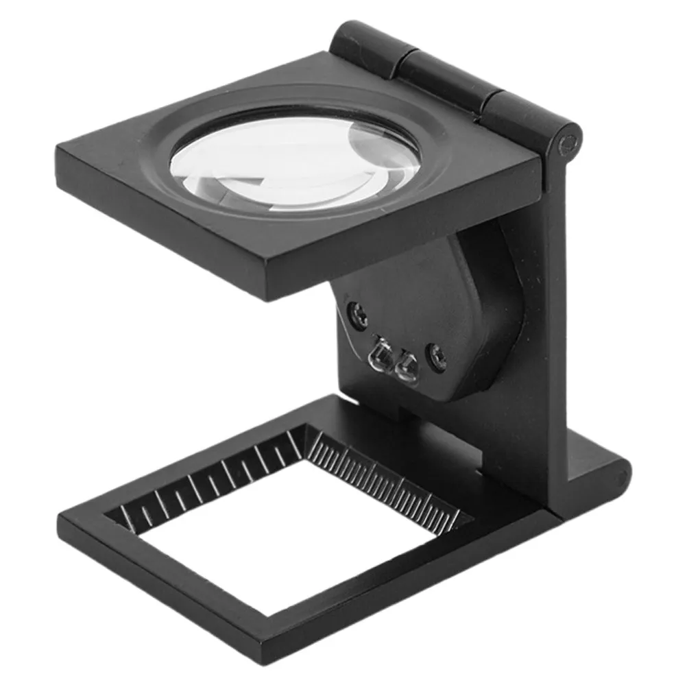 Small Portable Desktop Magnifier 10X Optical Lens Scale Illuminated Jewelry Coin Collection Inspection Repair Tool