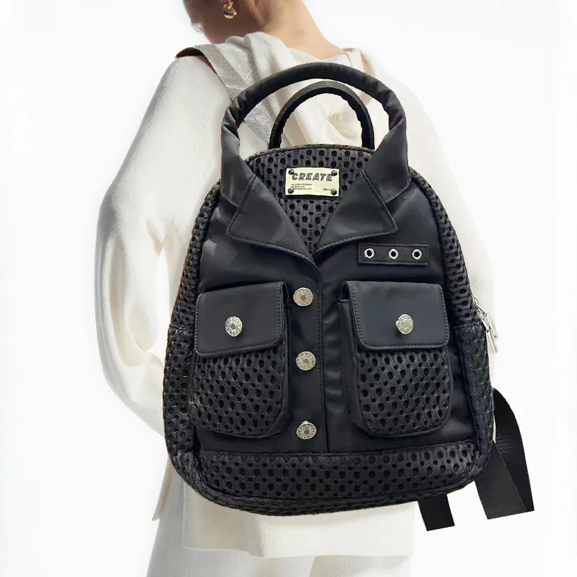 

Personality Trendy Jacket Design Clothes Shape Women's Mesh Purses and Handbag Crossbody Shoulder Bags Lady's Backpacks