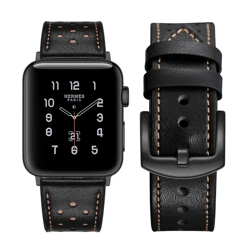 Leather Strap for Apple Watch 11 10 9 8 7 46mm 45mm 41mm Ultra 49mm Smart Watch Replacement Band for iWatch 6 5 4 SE 44mm 40mm
