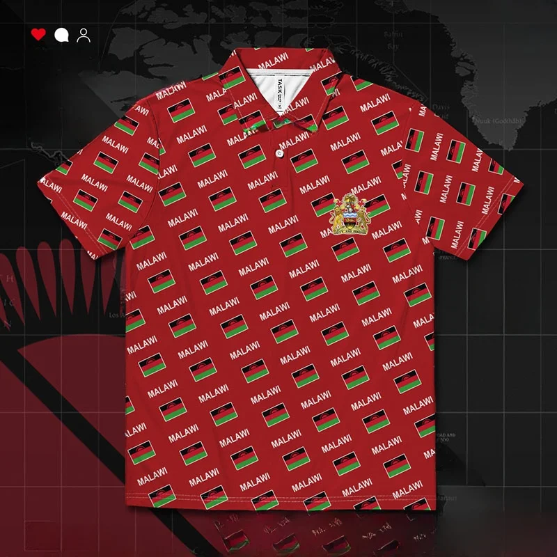 

Malawi Flag Print Qui Dry irt ort Sve Sports T-irt Summer Wear ex Casual Straight Cut Polyester Fabric