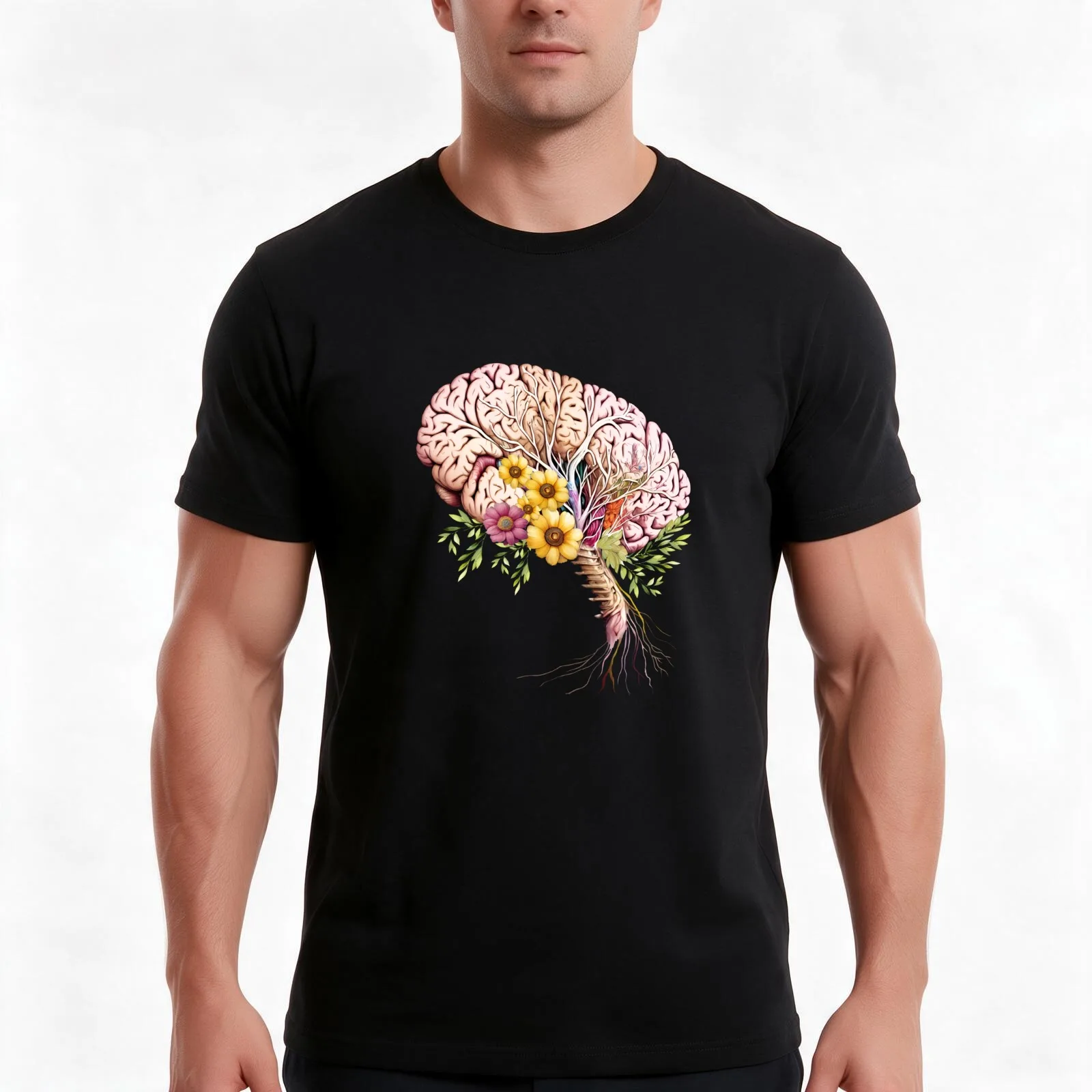 Botanical Side Brain, leaves, positivity, creativity, right hemisphere brain, health, Mental, mind T-Shirt, Unisex Men Women