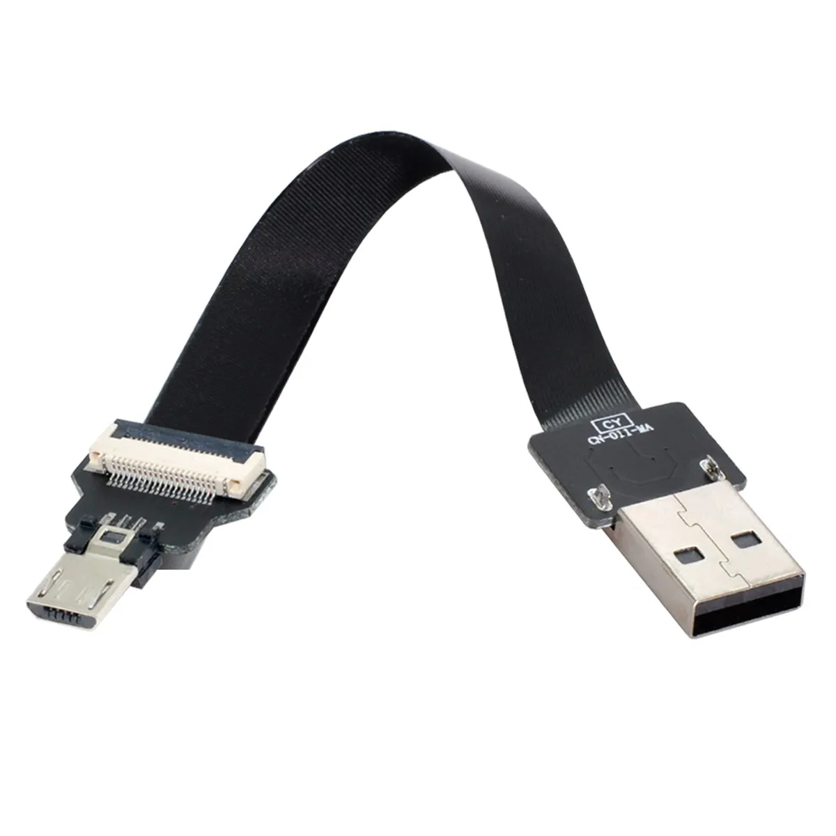 CYSM Chenyang Type-A USB 2.0 Male to Micro USB 5Pin Male Data Flat Slim FPC Cable for FPV & Disk & Phone