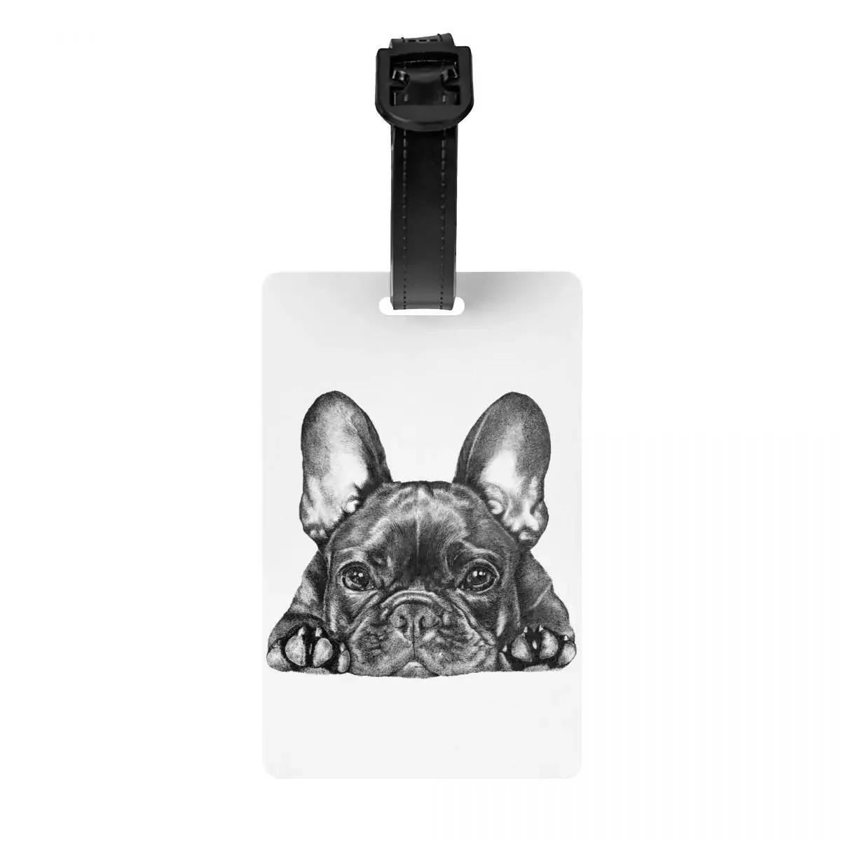 Custom Frenchie Dog French Bulldog Luggage Tag With Name Card Privacy Cover ID Label for Travel Bag Suitcase