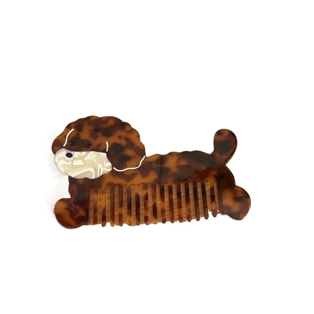 New Wide Toothed Acetate Comb Cartoon Animal Fruit Design Hair Care Comb Massage Function Anti-static Salon Comb