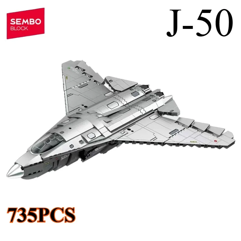 

SEMBO J-50 Sixth Generation Aircraft Model Building Blocks MOC Military Series Aircraft Plane Assembling Bricks Toys Gift