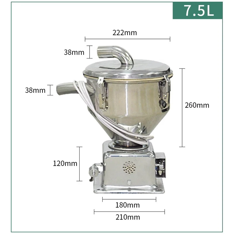 

Suction machine stainless steel hopper 7.5L/12L vacuum feeder storage bucket injection molding machine accessories