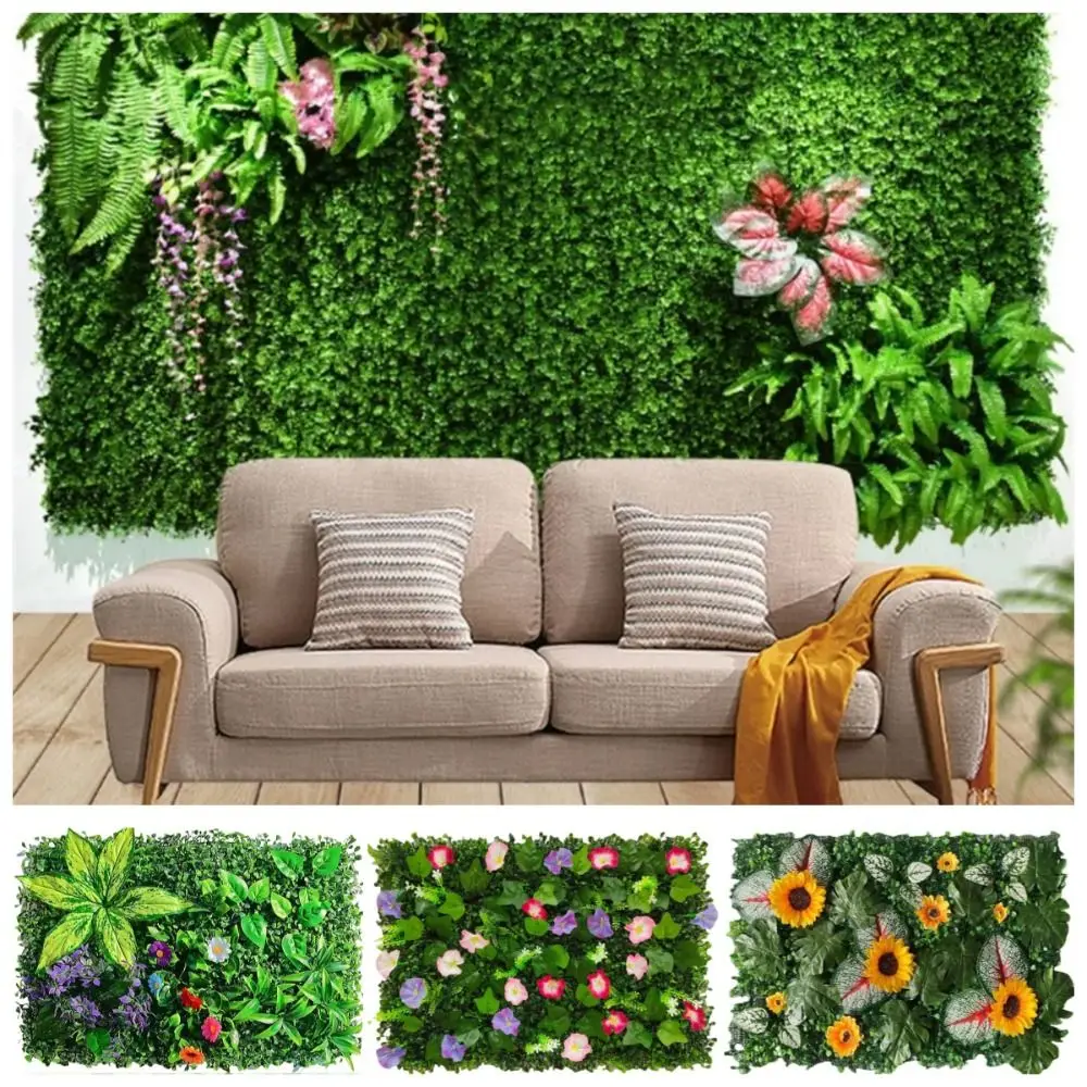 

60*40cm Artificial Plant Wall Panel Flower Eternal Life Simulation Maple Plant Sheet Durable UV Protection Fake Green Grass Mat