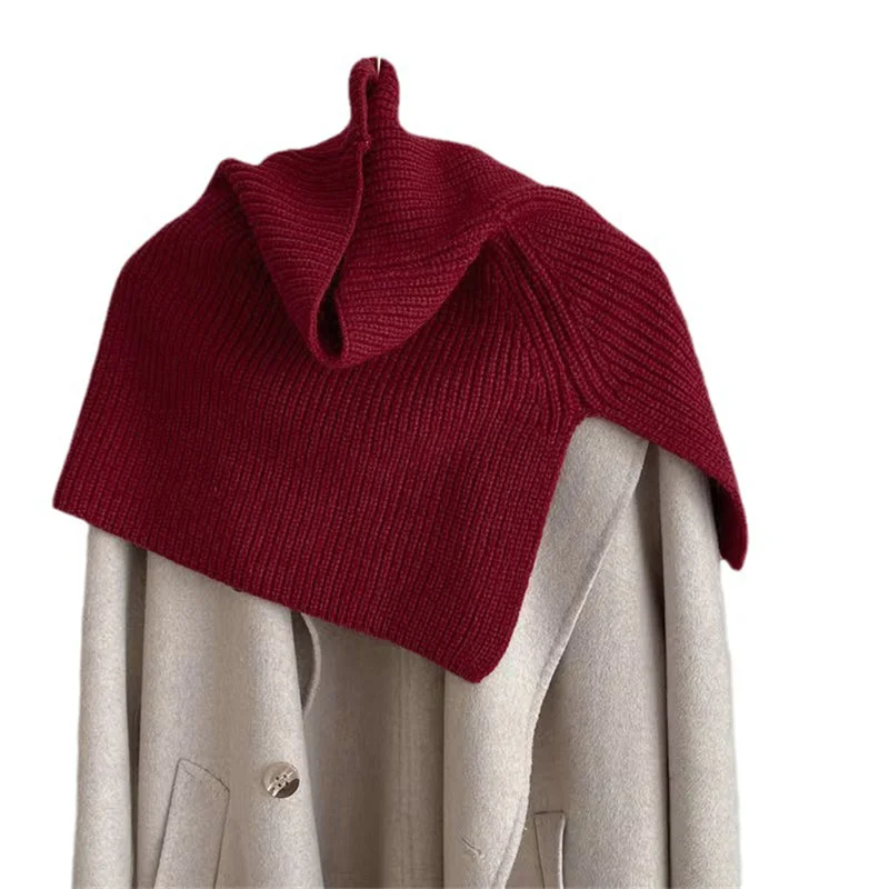 Women Knitted Shawl Female Autumn Winter Air-conditioned Room Knitted Cross Shawl Fashion Pure Color Scarf Split Scarf Cape