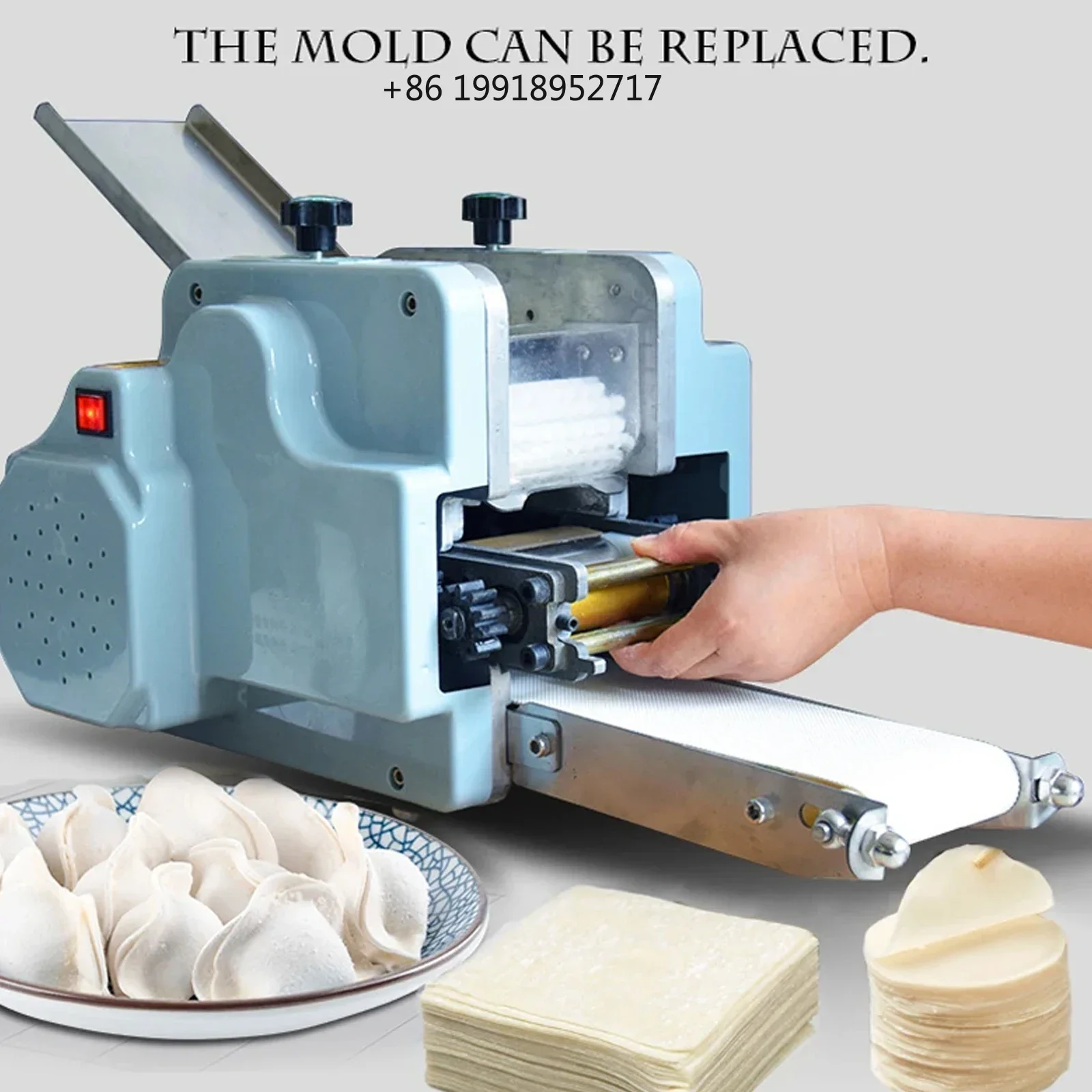 Electric Dumpling wrapper machine 220v Round square wonton Maker rolling press Pasta Slicer Moulding Tool commercial JJ47