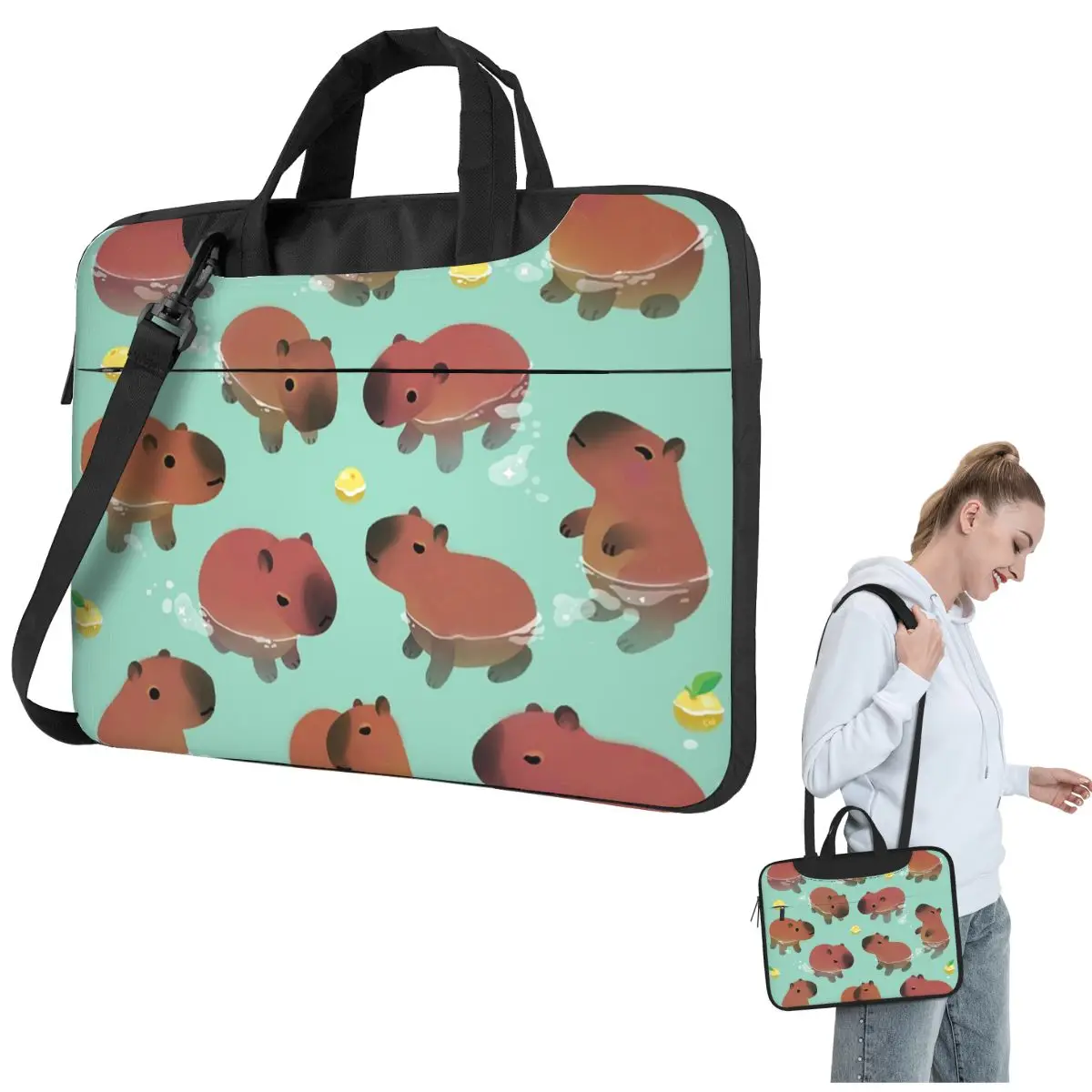 Capybara Animal Pattern Crossbody Laptop Bag Case Computer Bag 13 14 15.6 Inch Notebook Pouch for Lenovo