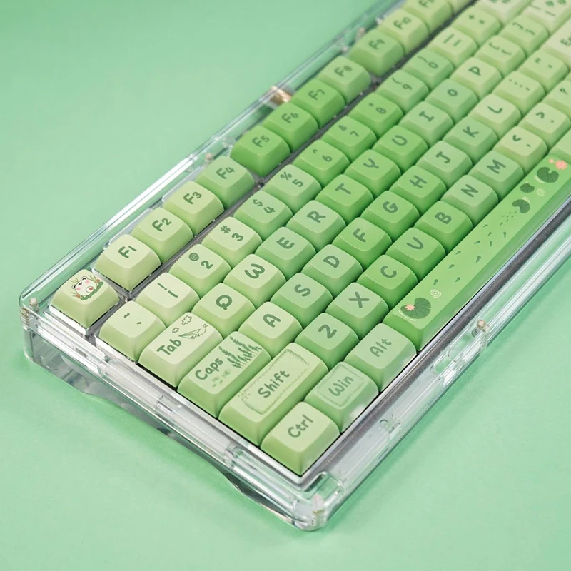 GREEN FROG Artisan Keycaps Custom Pbt  XDA Profile Keycap Cherry Mx Switches 127 Keys for Gaming Rainy75 Accessories Keyboard