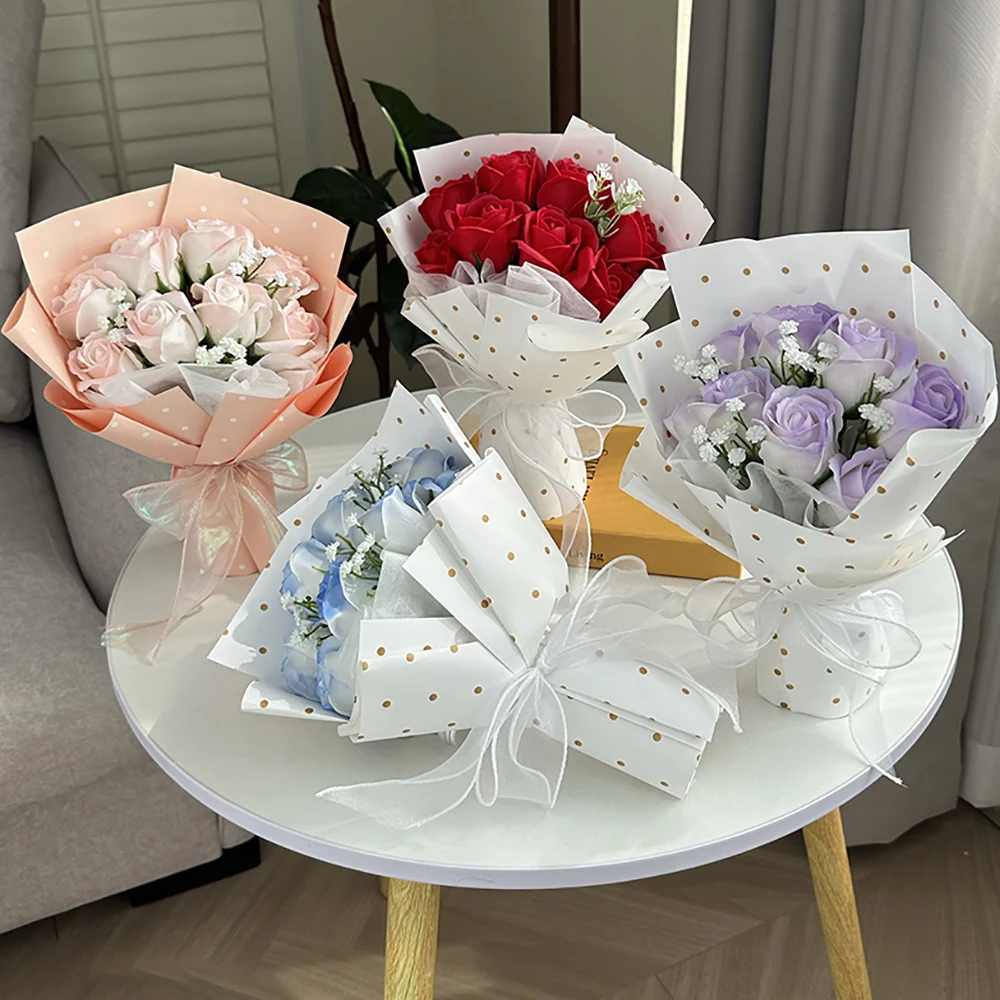 Valentine\'s Day Artificial Rose Soap Bouquets Eternal Flower Bouquet Christmas Gifts Wedding Birthday Party Home Decor Supplies