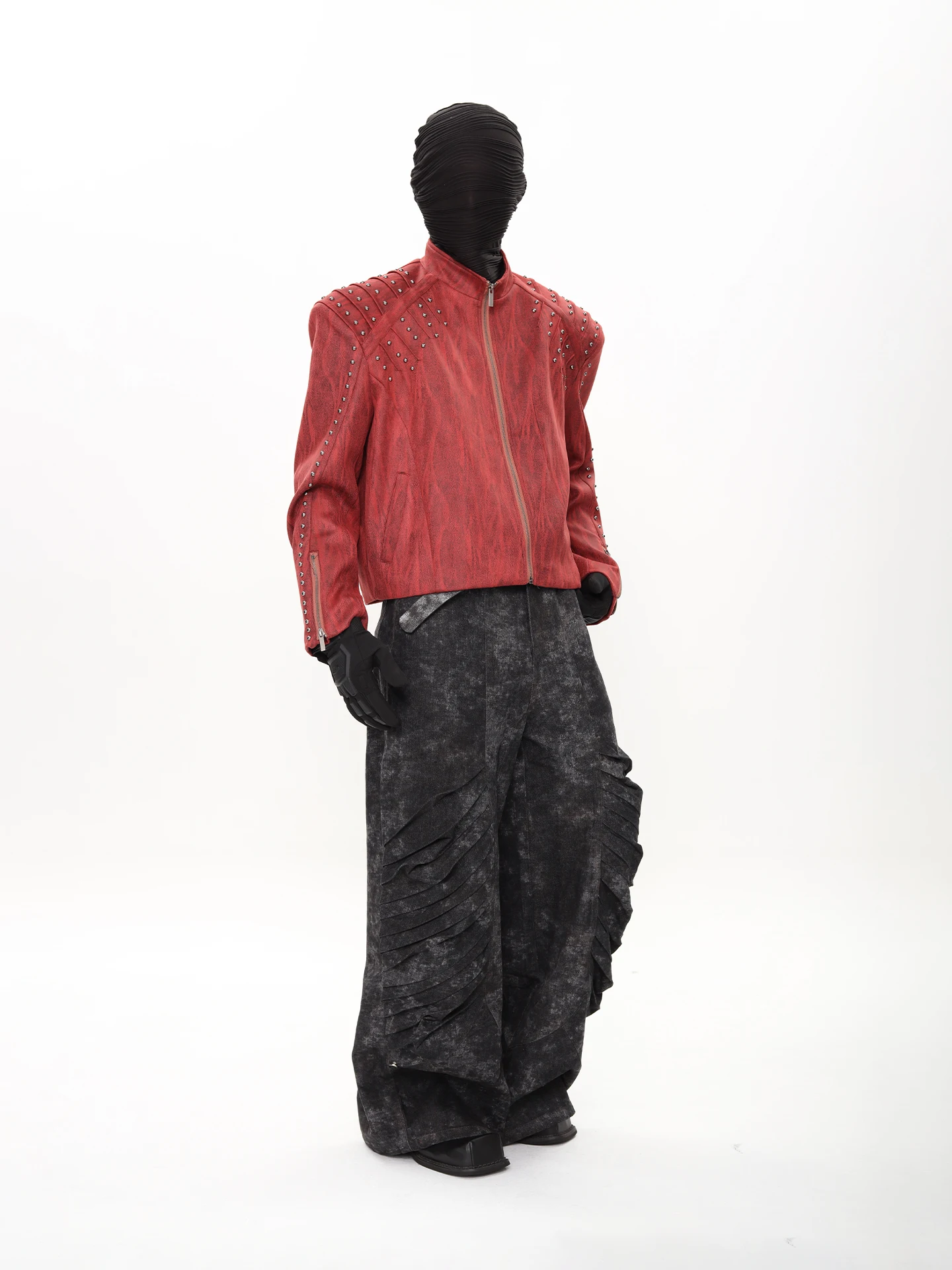 Men's 2025 Autumn New Metal Rivet Stand Collar Short Style Coats Male Faux Leather Jackets High-end Padded Shoulder Jacket Coats