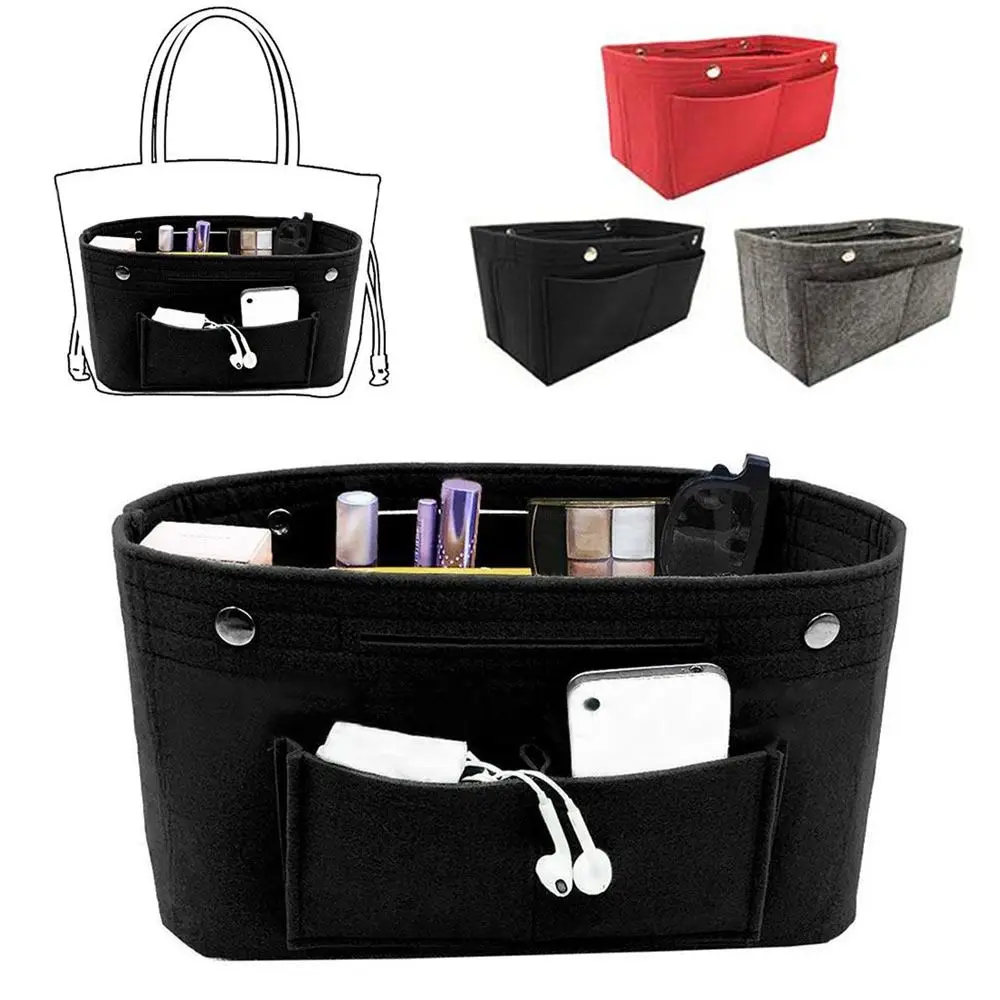 Simple Felt Handbag Insert Bag Bag Support Multi-Pocket Purse Liner Large Capacity Portable Internal Bag