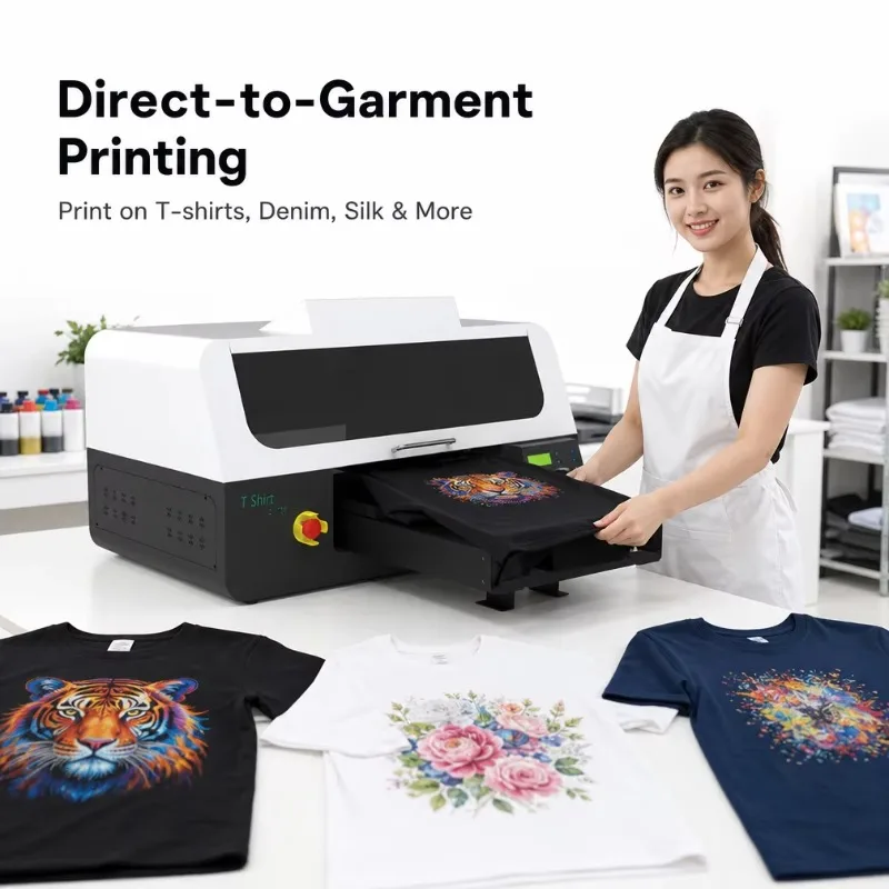 Customized 400x600mm DTG T Shirt Printer Direct To Garment Printing Machine White Ink Auto Cleaning Cotton Denim Silk CE FCC Cer