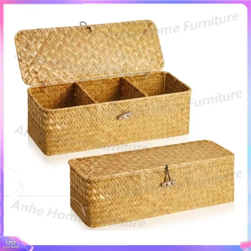 Handmade Wicker Basket Pet Bed Durable Eco Friendly Dog Cat House Natural Rattan Storage Organizer Fruit Kitchen Home Decor
