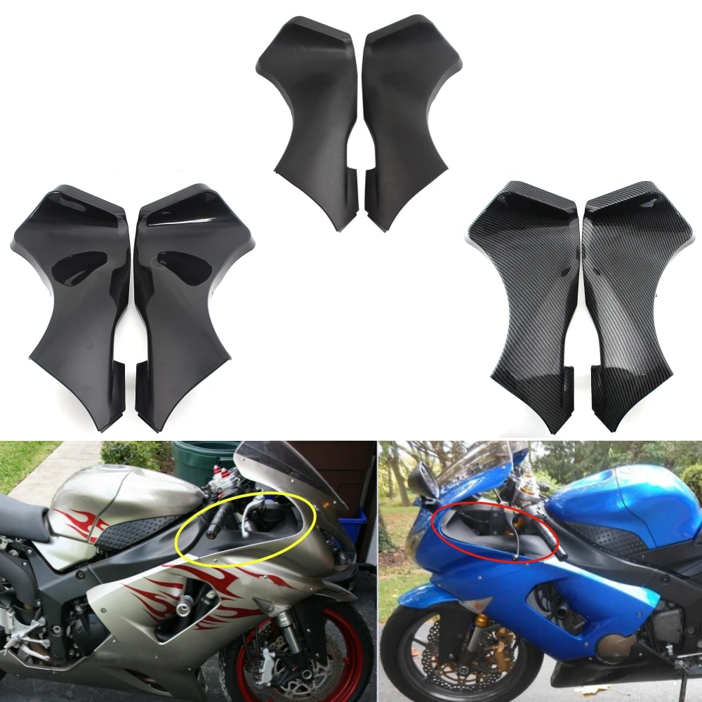 Motorcycle Front Tube Side Air Duct Cover Fairing Cowl Fits For Kawasaki Ninja ZX6R ZX 6R 2005-2006 Accessories ABS Plastic