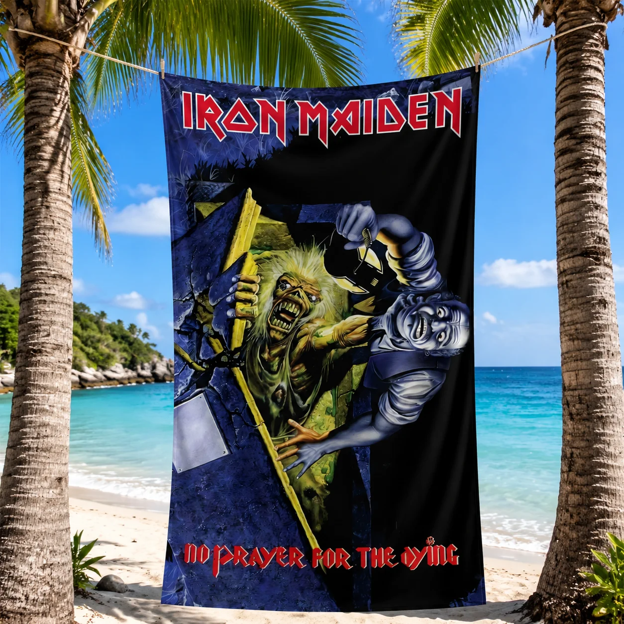 Iron Maiden No Prayer For The Dying Beach Towel, Heavy Metal Album Art Microfiber Quick Dry Towel for Beach Pool Gym Rock Fan Va