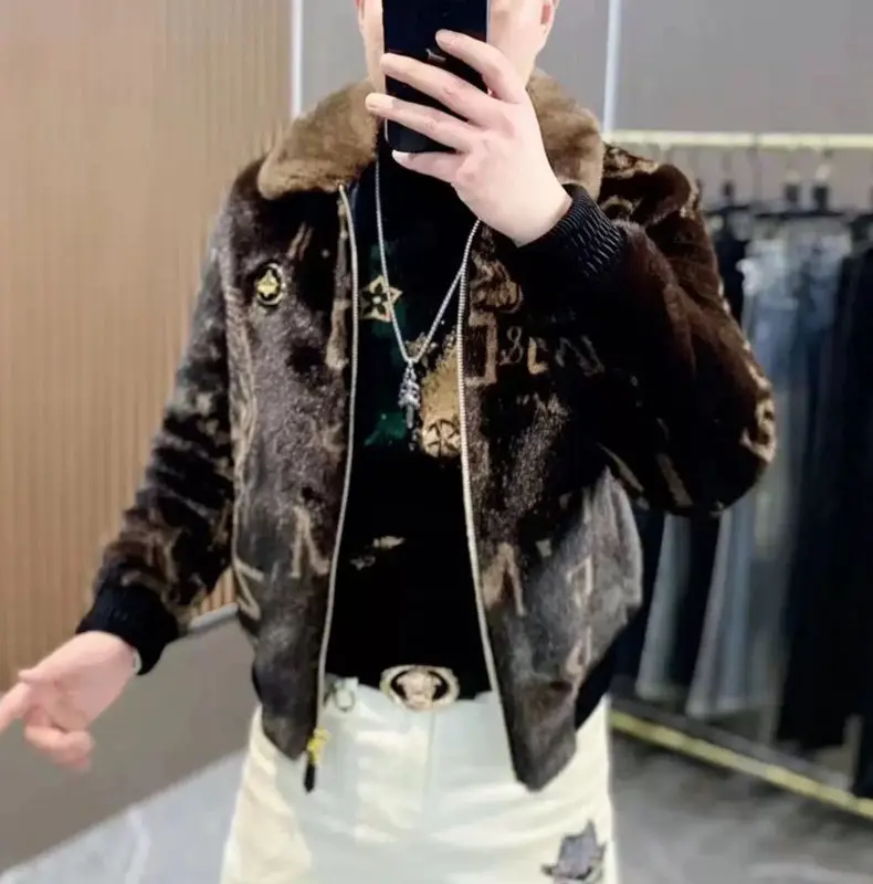 

High Quality Fur Jacket Men's Mink Coat Whole Mink Simulation Mink Men's Winter Gold Warm Mink Coat Man Jacket Drop Shipping