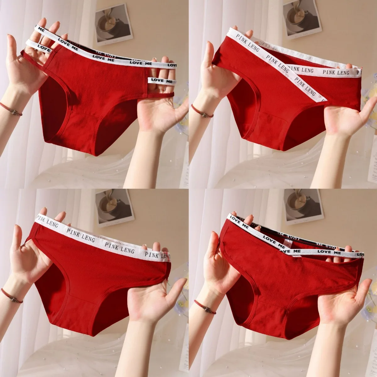 Pure Tide Lust Style Cotton Panties Low Waist Honmei Year Big Red Women's Trend Fashion Personality Comfortable Briefs Sexy