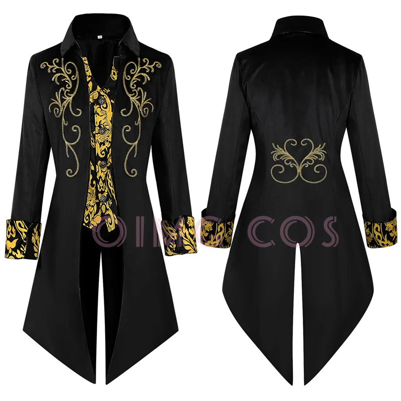 

Halloween Men's medieval retro clothing men's length mid punk retro tailcoat men