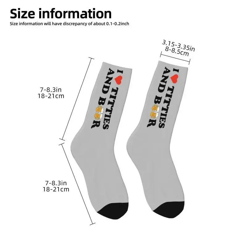 Kawaii Herren Ich liebe Titten und Bier verrückte Kleider socken Unisex bequeme 3D-gedruckte Mode Crew Socken