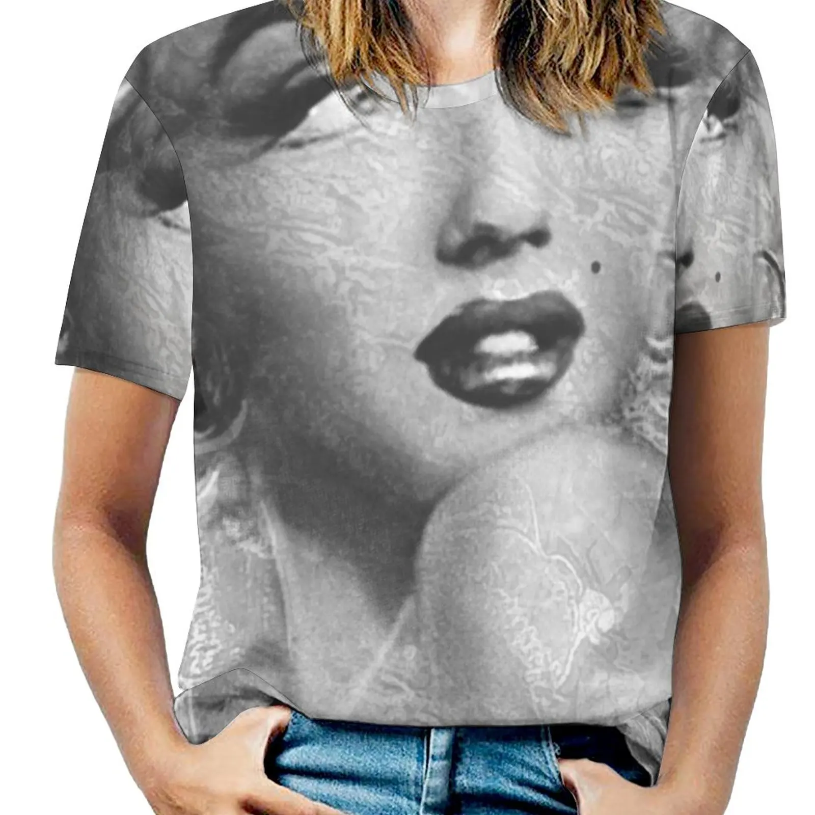 Marilyn Danella Ice Bw All Season Print T Shirts Women Ladies Girls T-Shirt Tops & Tees Theo Danella Portrait Beautiful Marilyn