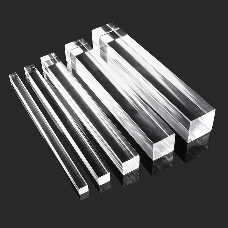 Square Organics Glass Rod Transparent Acrylic Stick Solid Pin Industry PMMA Plexiglass Bar DIY Tools Rod Jewelry Holder Stand