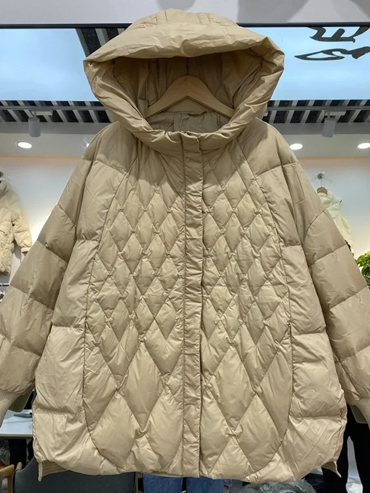 90% Parka de plumón de pato blanco informal para mujer abrigo grueso y cálido chaquetas de nieve prendas de vestir nuevas chaquetas de Otoño Invierno para mujer con capucha suelta