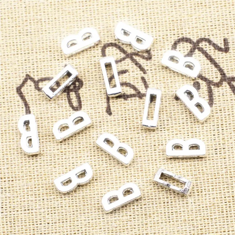 Jewelry Wholesale Jewelry Accessori For Woman Pendants Letter B Antique Silver Color Man Pendant 5x11mm 10pcs