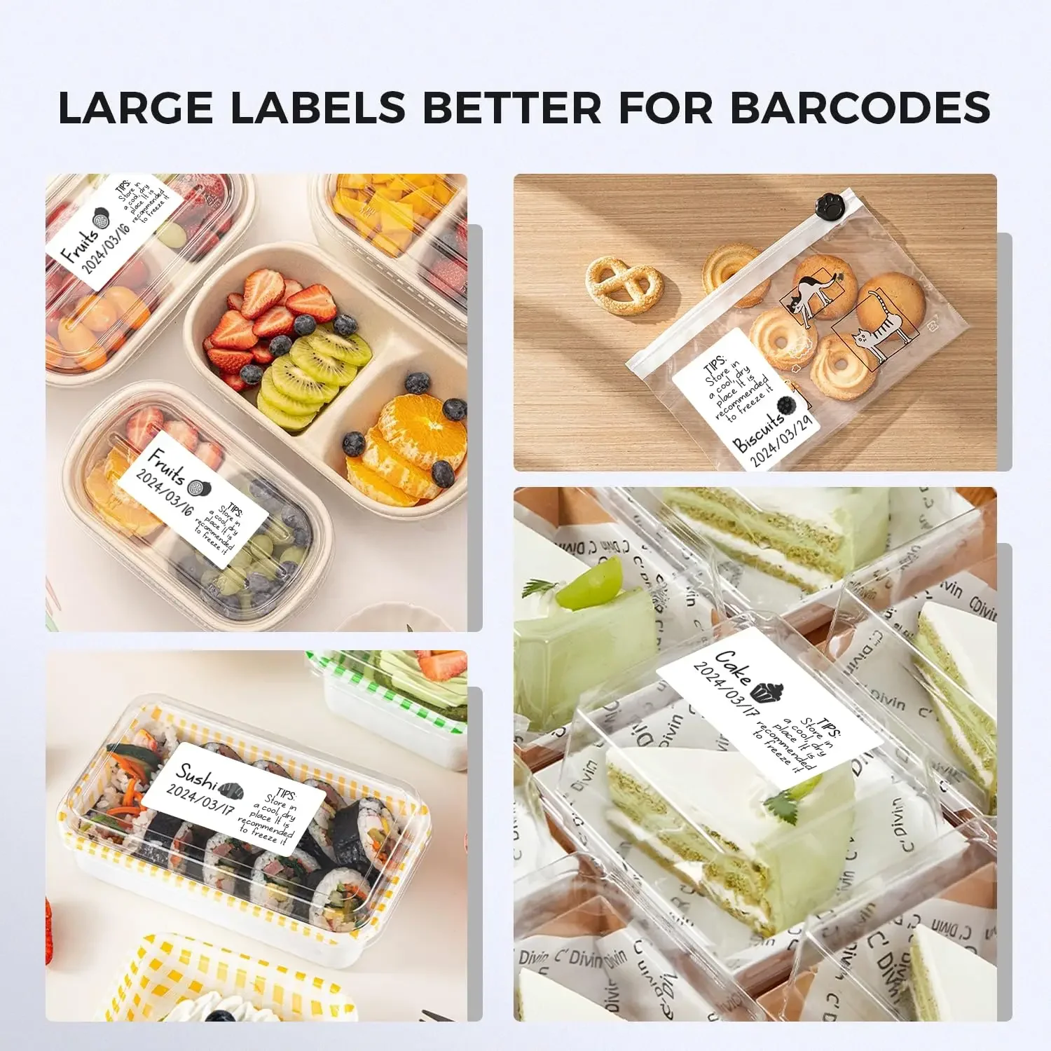 1.97"x3.15"White Square Label Sticker 100PCS/Roll Thermal Papers Compatible With M110/M120 For Foods Kitchen Logo Barcode Labels