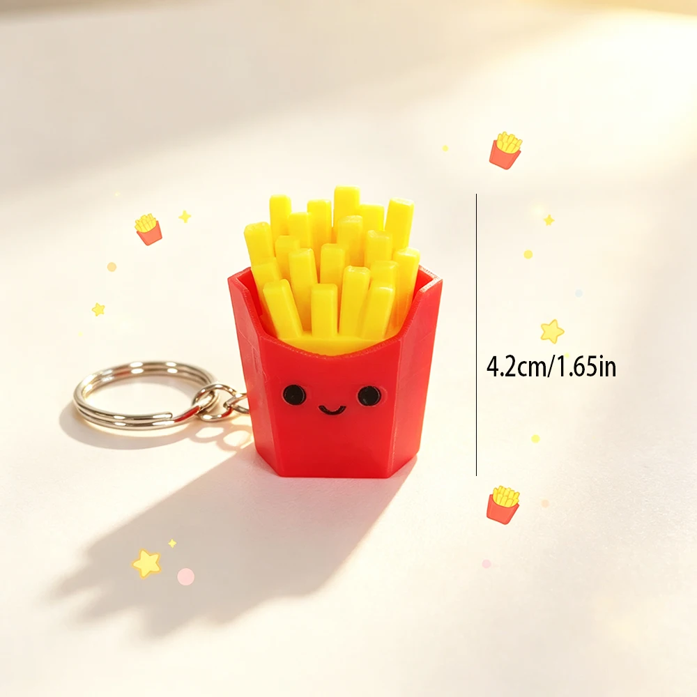 Clickable French Fries 3d Printing Decompression Button Backpack Hanging Car Accessories Multifunctional Unique Keychain