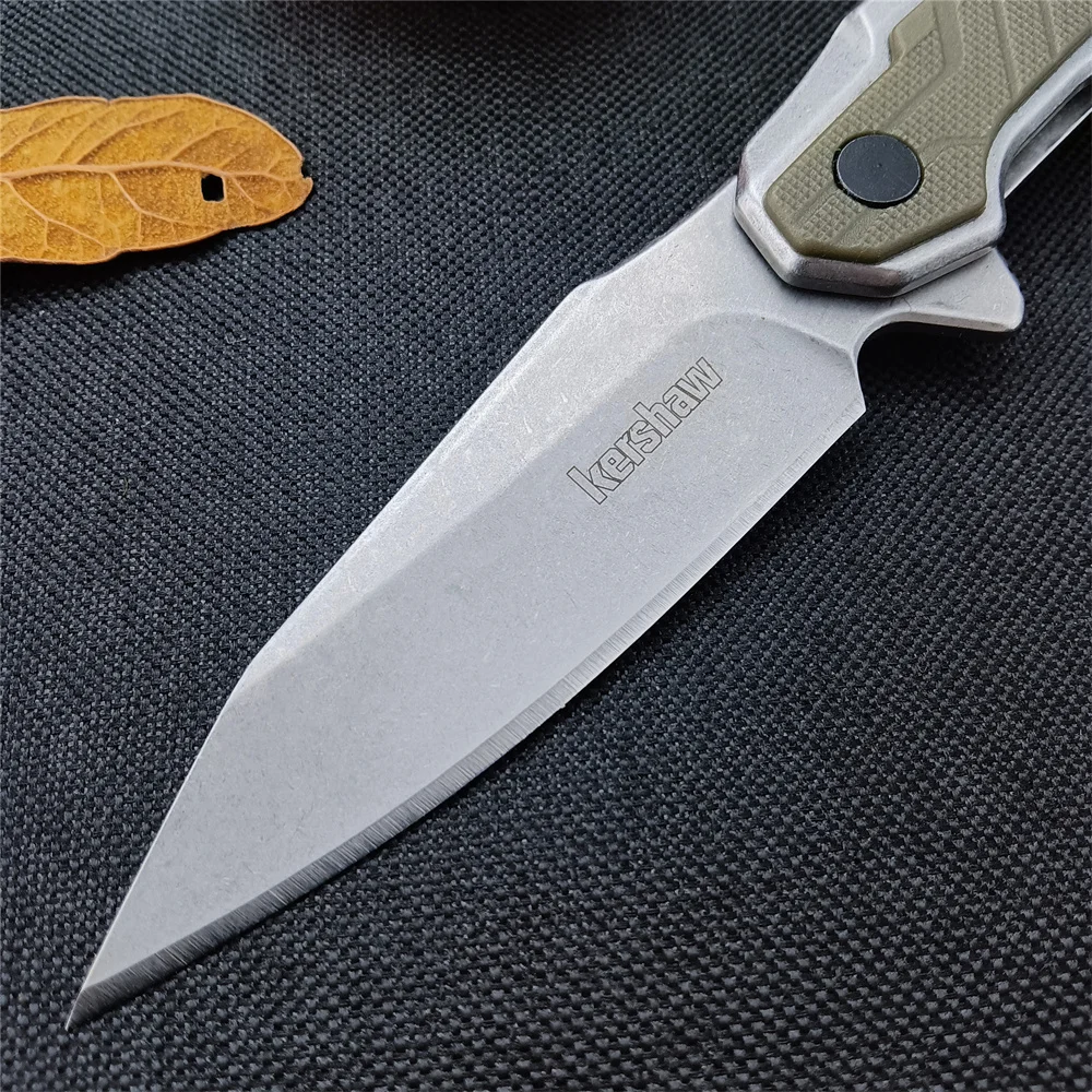 KS 1369 Salvage Flipper Folding Knife 8Cr13Mov Stonewashed Clip Point Blade G10 Handle Hunting Camping EDC Outdoor Pocket Knife