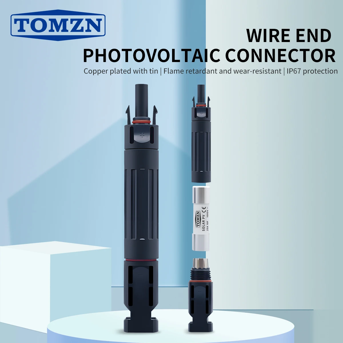 TOMZN Solar PV Inline Fuse Holder IP67 Waterproof 1000V 1100V DC Solar Panel Cable String Connector Protection 10A 15A 20A 30A