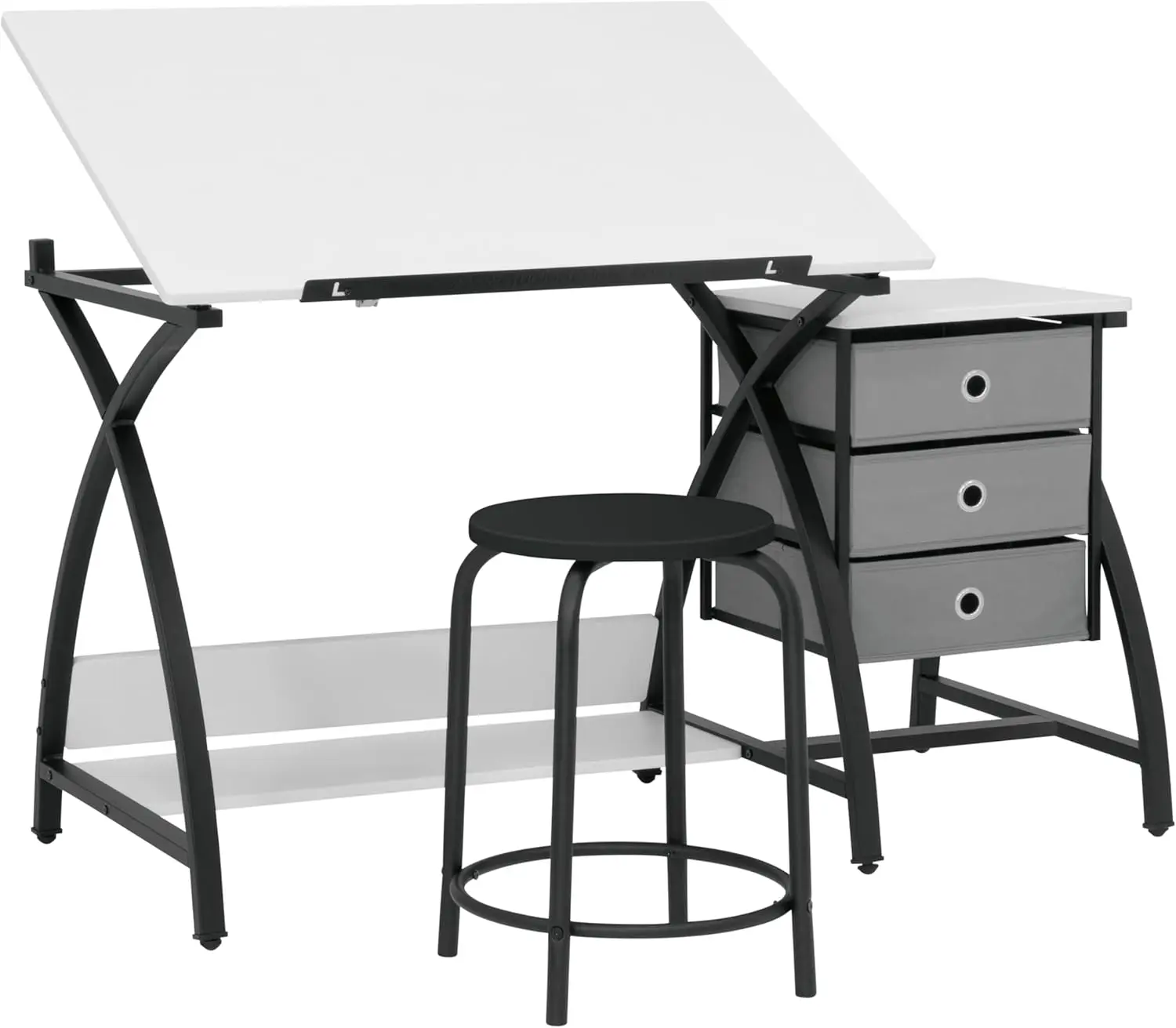 

Набор из 2-х предметов для творчества с регулируемой столешницей и местом для хранения, черный/белый, 50x23.75x29.5 дюймов