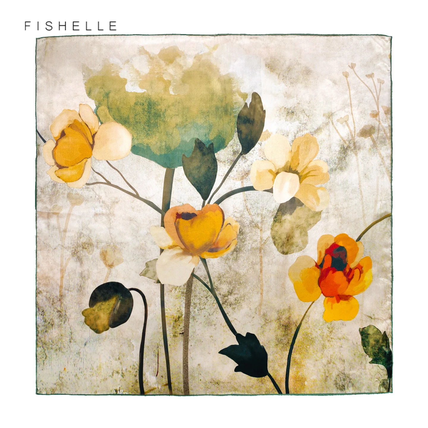 Oil Painting Floral 100% Silk Scarf Shawl Bandana Hijab 90cm Square Head Scarves Luxury Gift Women Wrap Neckerchief Accessories