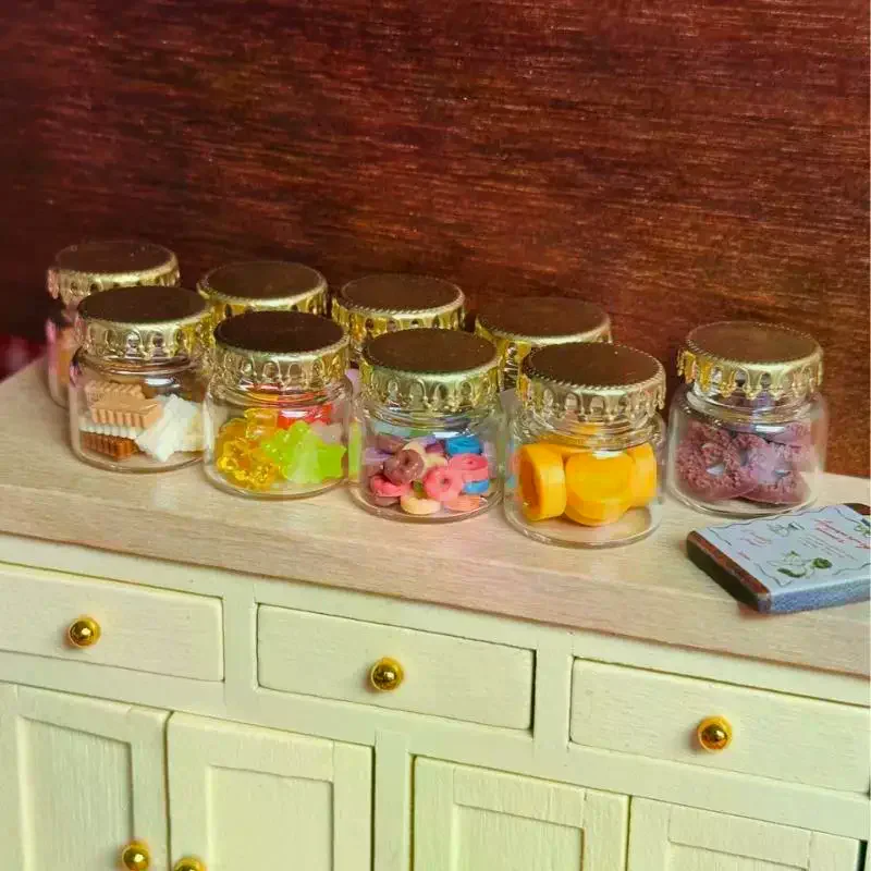 1/10pcs 1/6 Dollhouse Mini Food Toy Sealed Can Cute and Exquisite Miniature Kitchen Glass Bottle Model with Caps Diy Accessories