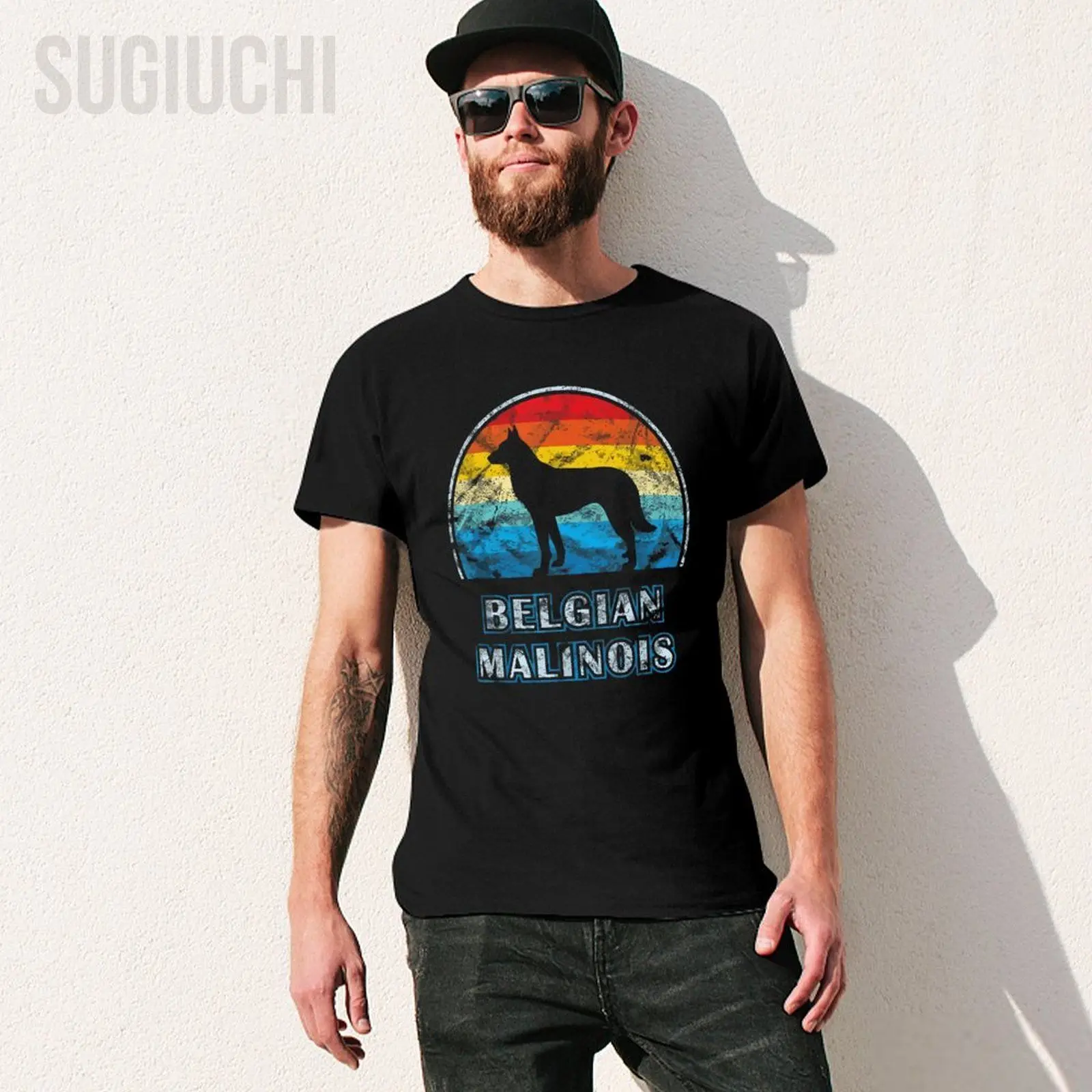 Unisex Men Belgian Malinois Dog Vintage Tshirt Tees T Shirts Women Boys 100% Cotton T-Shirt