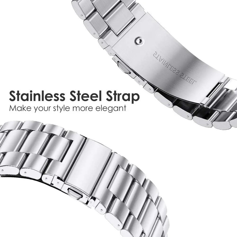 18 20 22mm Stainless Steel Watchband For Garmin Vivoactive 3 4 4S Smart Watch Bracelet For Vivomove HR 3 3S/Venu 2 2S Plus Strap