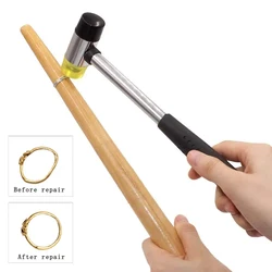 Jewelers Rubber Hammer Mallet with Wood Ring Mandrel Sizer Sizing Adjuster Ring Shaper Repair Tools Jewelry Making Tool