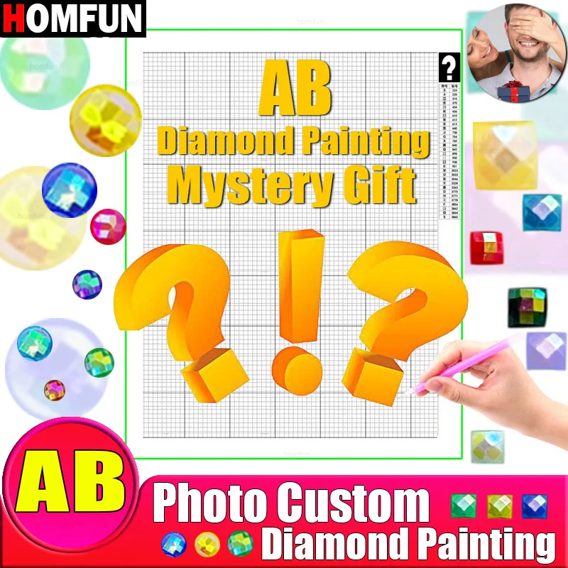 HOMFUN AB Drills Foto Mistero Personalizzato Pittura Diamante 5D Fai da Te Immagine Misteriosa di Strass Ricamo 3D Punto Croce Regalo