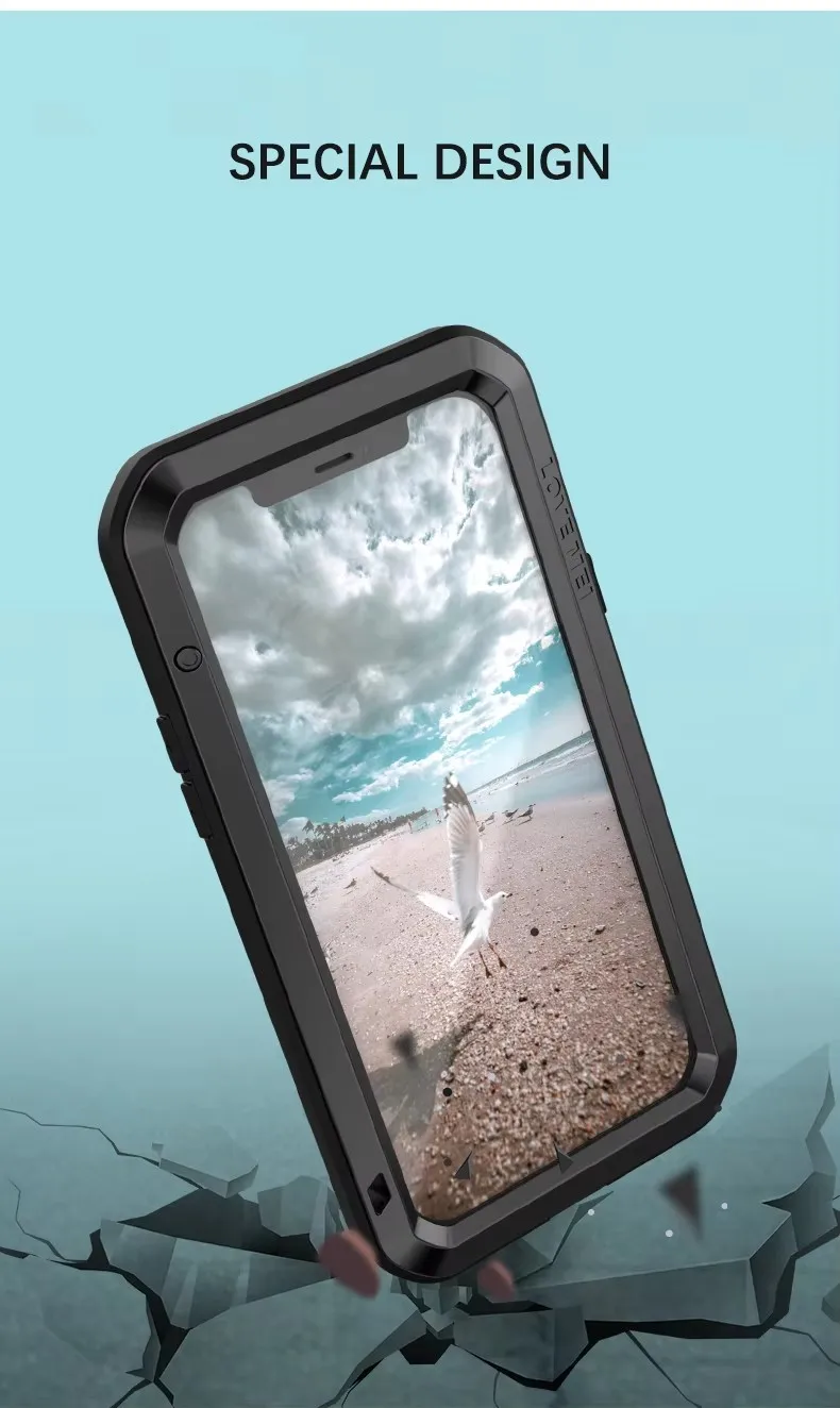 Original Love Mei 360 Armor Heavy Duty Metal Tank Protection Case for iPhone 12 13 14 15 PRO MAX11 Pro X Xs Max XR 7 8 Plus case