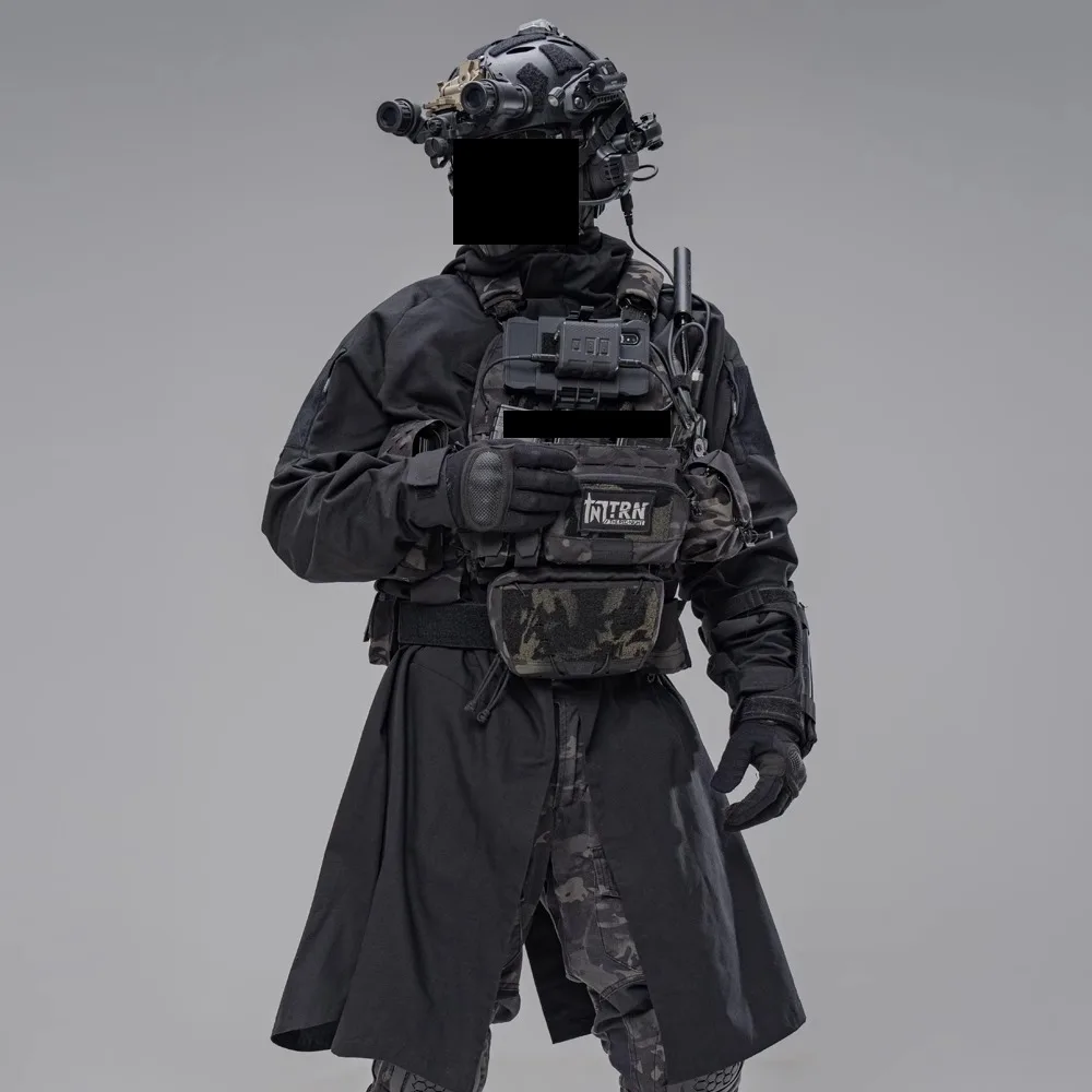 

BACRAFT Outdoor Tactical Long Coat Improvement Lab Coat Jacket All Cotton Imitation Hemp Crepe Long Gown Windbreaker Coat