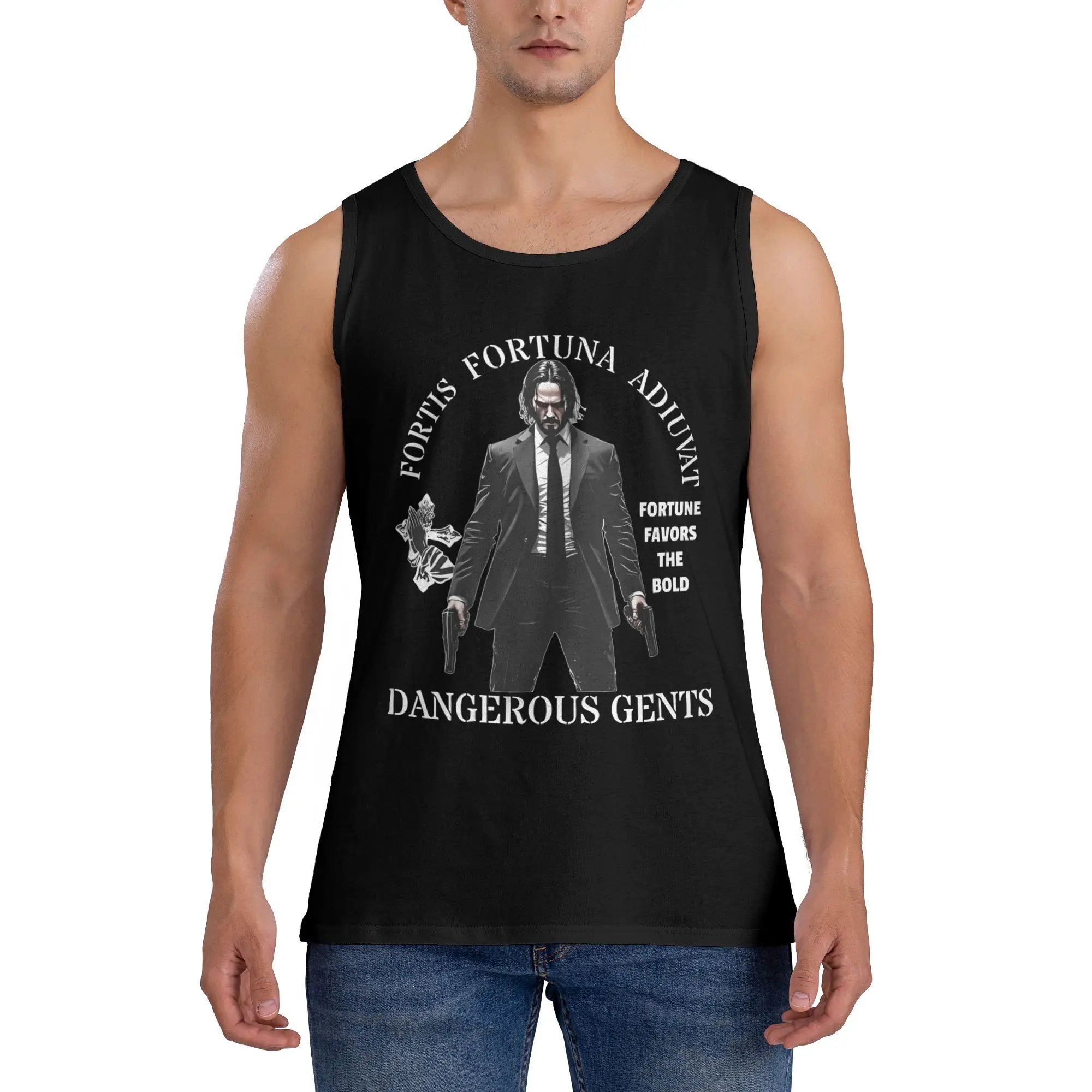 

Movie John Wick Tank Top Man Gym Oversized Tops Summer Streetwear Printed Sleeveless Vests