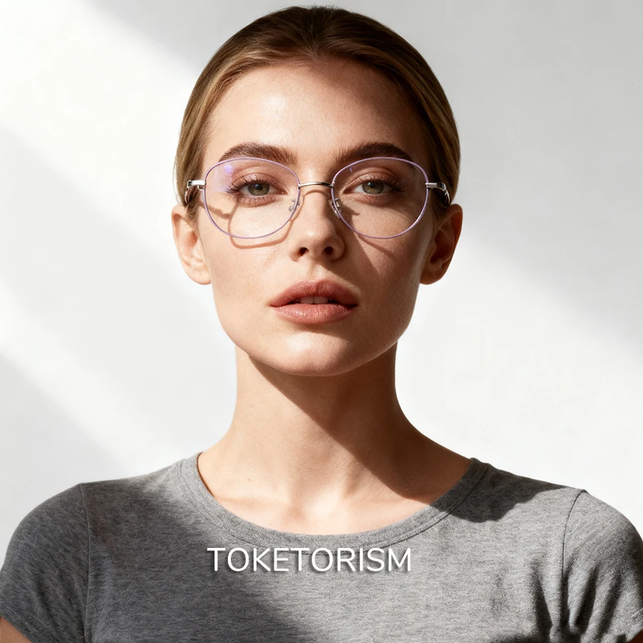 

Toketorism Small Oval frame Women's Fashion Glasses Myopia Reading Eyeglasses Anti Blue Lenses